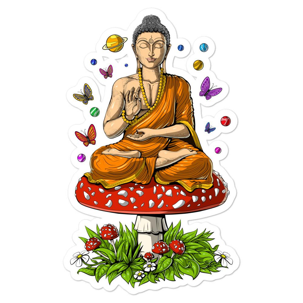 Psychedelic Buddha Sticker, Magic Mushrooms Decals, Hippie Stickers, Buddha Stickers, Psychedelic Sticker, Buddha Meditation Sticker, Hippie Yoga Sticker - Psychonautica Store