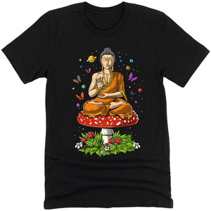 Magic Mushrooms Shirt, Buddha Tee, Hippie Shirt, Psychedelic Clothes, Festival Clothing, Psychedelic Buddha Shirt - Psychonautica Store