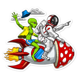 Magic Mushrooms Sticker, Psychedelic Stickers, Hippie Sticker, Alien Sticker, Astronaut Stickers - Psychonautica Store