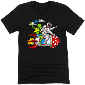 Magic Mushrooms Shirt, Alien Astronaut Shirt, Psychedelic Shirt, Hippie Shirt, Psychedelic Clothes, Festival Clothing - Psychonautica Store