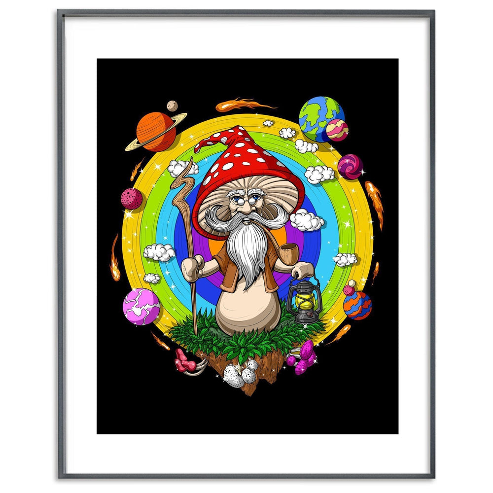 Magic Mushrooms Art Print, Hippie Mushrooms Poster, Amanita Muscaria Poster, Hippie Poster, Psychedelic Art Print, Amanita Muscaria, Magic Mushroom Wizard Poster - Psychonautica Store