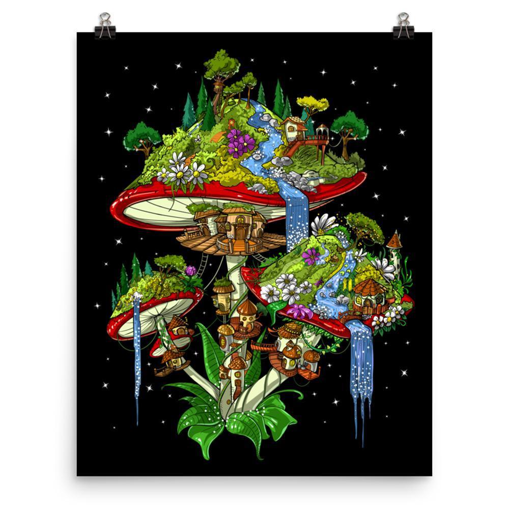 Magic Mushrooms Poster, Hippie Art Print, Psychedelic Art Print, Fantasy Poster, Mushrooms Art Print - Psychonautica Store
