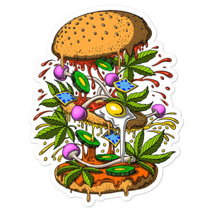 Psychedelic Burger Sticker, Psychedelic Weed Sticker, Trippy Burger Sticker, Psychedelic Cannabis Sticker, Hippie Sticker, Stoner Stickers - Psychonautica Store