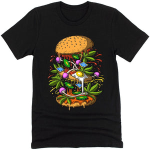 Psychedelic Burger Shirt, Psychedelic Weed Shirt, Trippy Burger Shirt, Psychedelic Cannabis Shirt, Hippie Shirt, Stoner Clothes, Hippie Clothing - Psychonautica Store
