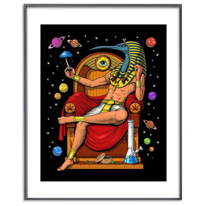 Psychedelic Thoth Poster, Egyptian God Thoth Art Print, Trippy Egyptian God Poster, Thoth Smoking Weed, Thoth Stoner Poster - Psychonautica Store
