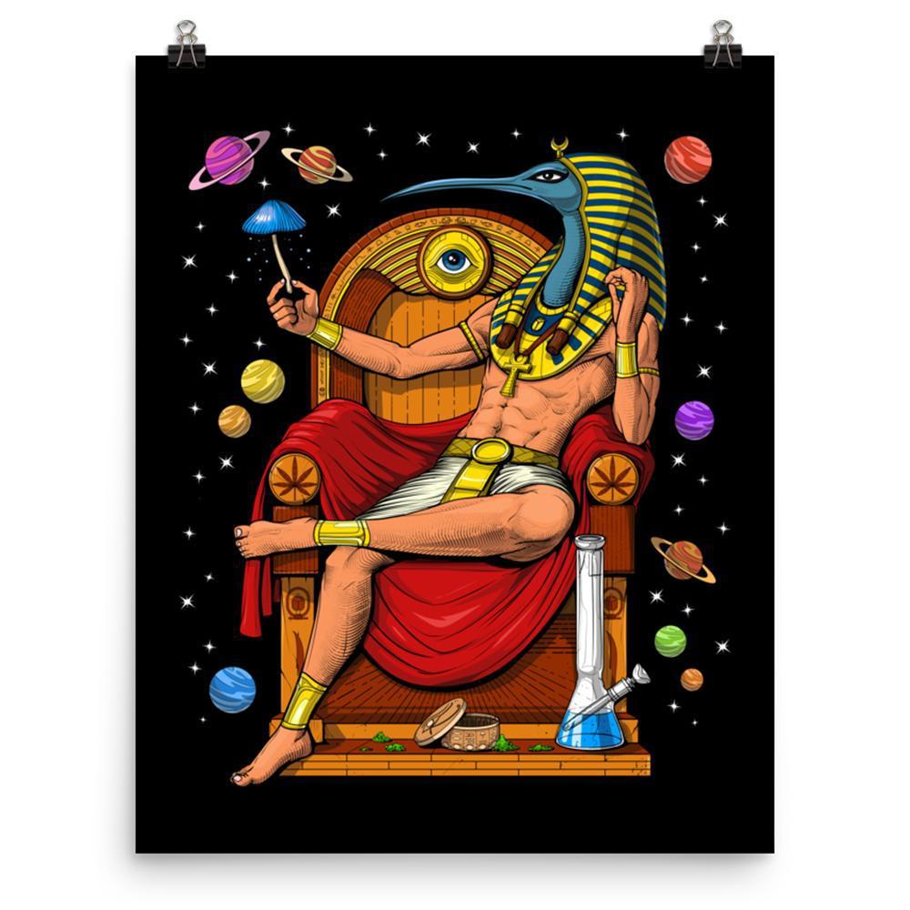 Psychedelic Thoth Art Print, Egyptian God Thoth Poster, Trippy Egyptian God Poster, Thoth Smoking Weed, Thoth Poster - Psychonautica Store