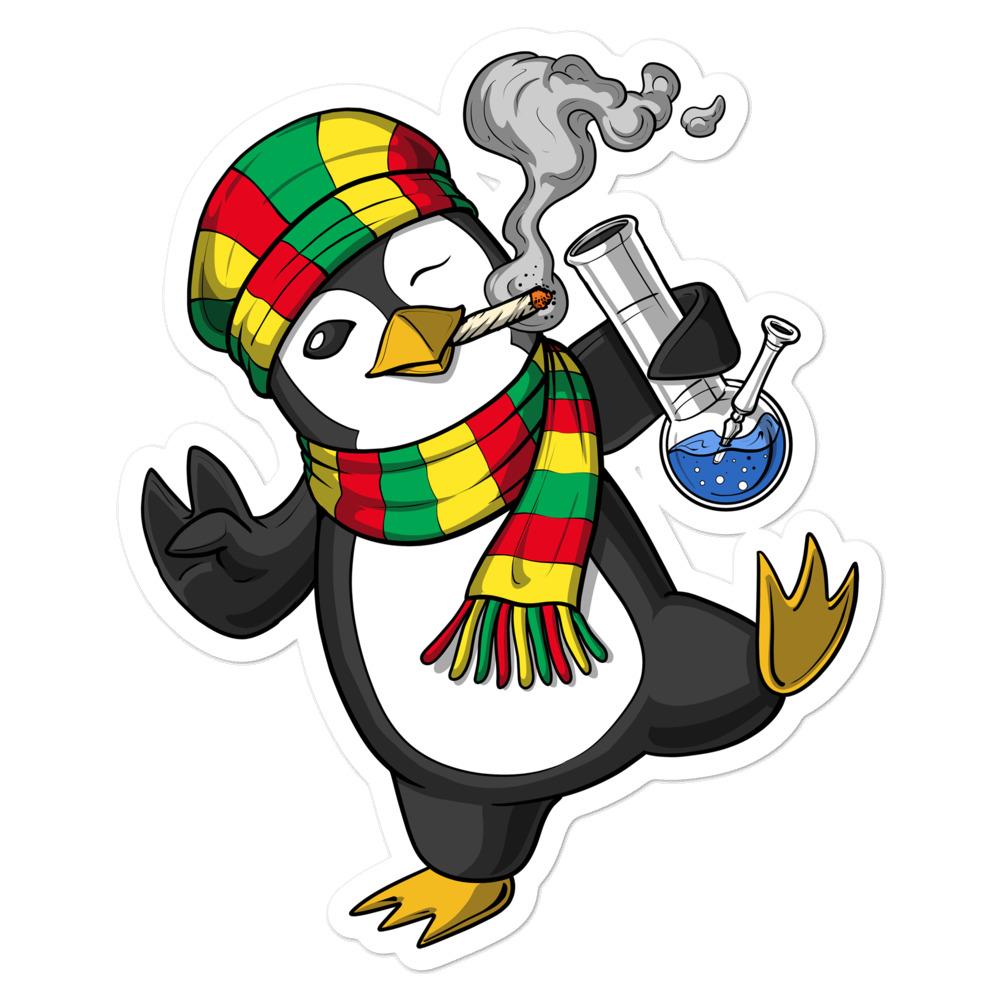 Penguin Hippie Sticker, Rasta Sticker, Funny Penguin Decal, Penguin Smoking Weed Sticker, Funny Stoner Stickers, Hippie Stickers, Rastafari Stickers - Psychonautica Store