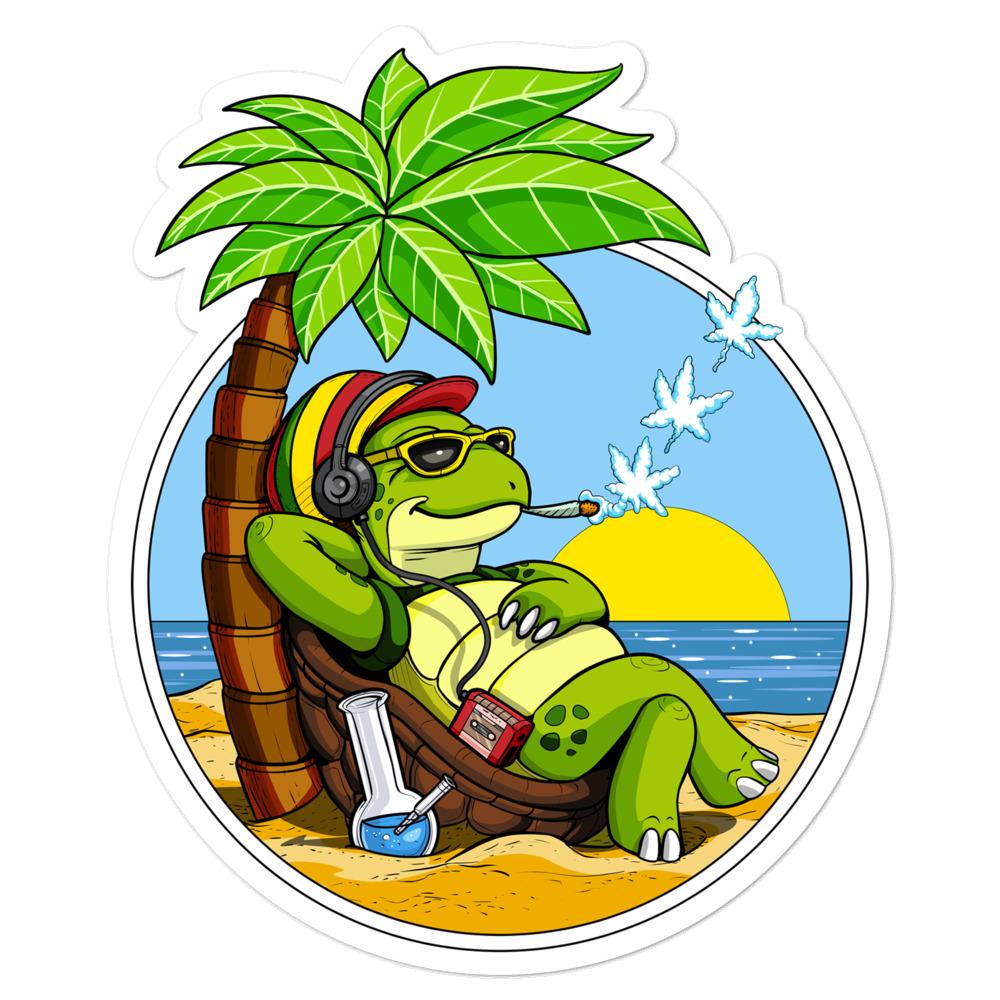 Turtle Hippie Sticker, Rasta Sticker, Funny Turtle Decal, Turtle Smoking Weed Sticker, Funny Stoner Stickers, Hippie Stickers, Rastafari Stickers - Psychonautica Store