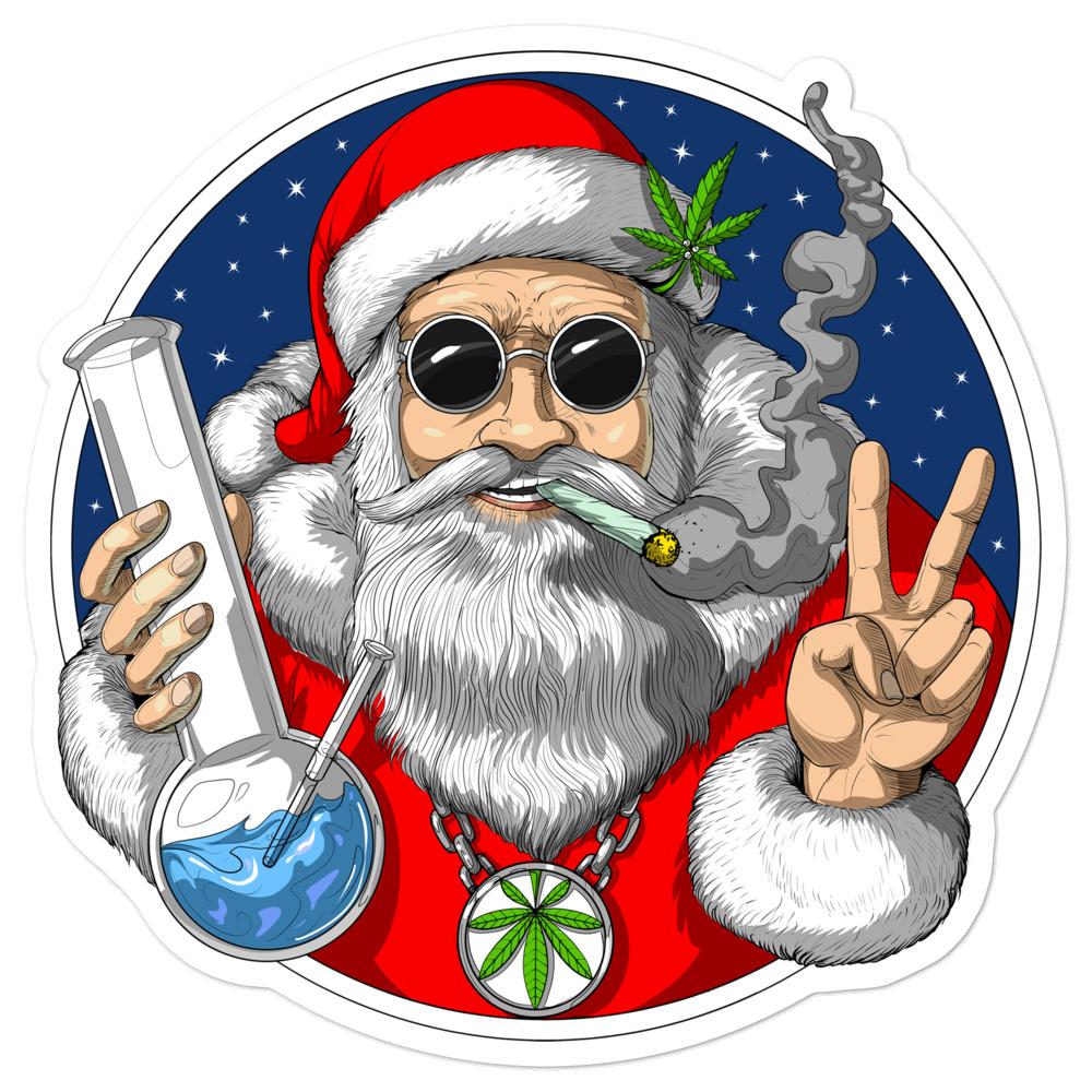Santa Smoking Weed Sticker, Weed Christmas Sticker, Santa Stoner Decal, Funny Cannabis Stickers, Weed Christmas Decals, Stoner Stickers - Psychonautica Store