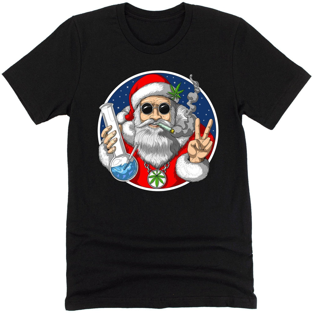 Santa Smoking Weed Hippie Stoner Christmas T-Shirt - Psychonautica