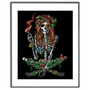 Psychedelic Skeleton Hippie Art Print, Trippy Hippie Poster, Weed Stoner Poster, Hippie Poster, Hippie Room Decor - Psychonautica Store