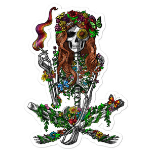 Skeleton Hippie Sticker, Psychedelic Skeleton Stickers, Hippie Skeleton Sticker, Trippy Decals, Stoner Stickers, Hippie Decal - Psychonautica