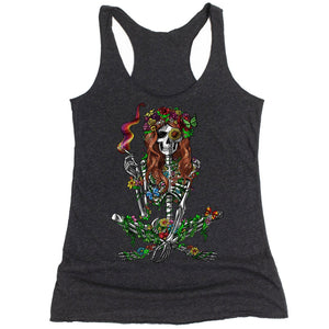 Psychedelic Skeleton Tank, Hippie Skeleton Tank, Hippie Women's Tank, Festival Clothing, Hippie Clothes, Hippie Weed Tank - Psychonautica Store