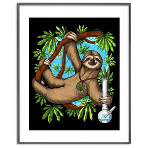 Sloth Weed Art Print, Weed Poster, Stoner Poster, Cannabis Art Prints, Hippie Poster - Psychonautica Store