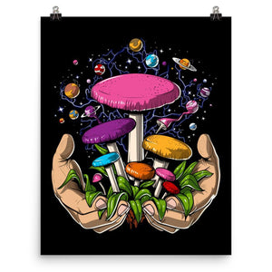 Magic Mushrooms Poster, Psychedelic Art Print, Fungi Art Print, Trippy Art Print, Shrooms Poster, Psilocybin Mushrooms Poster - Psychonautica