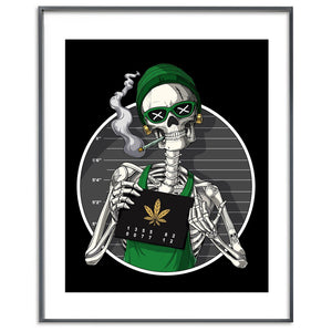 Skeleton Weed, Stoner Poster, Cannabis Poster, Marijuana Art Prints, Mugshot Poster, Stoner Gifts, Cannabis Poster - Psychonautica Store