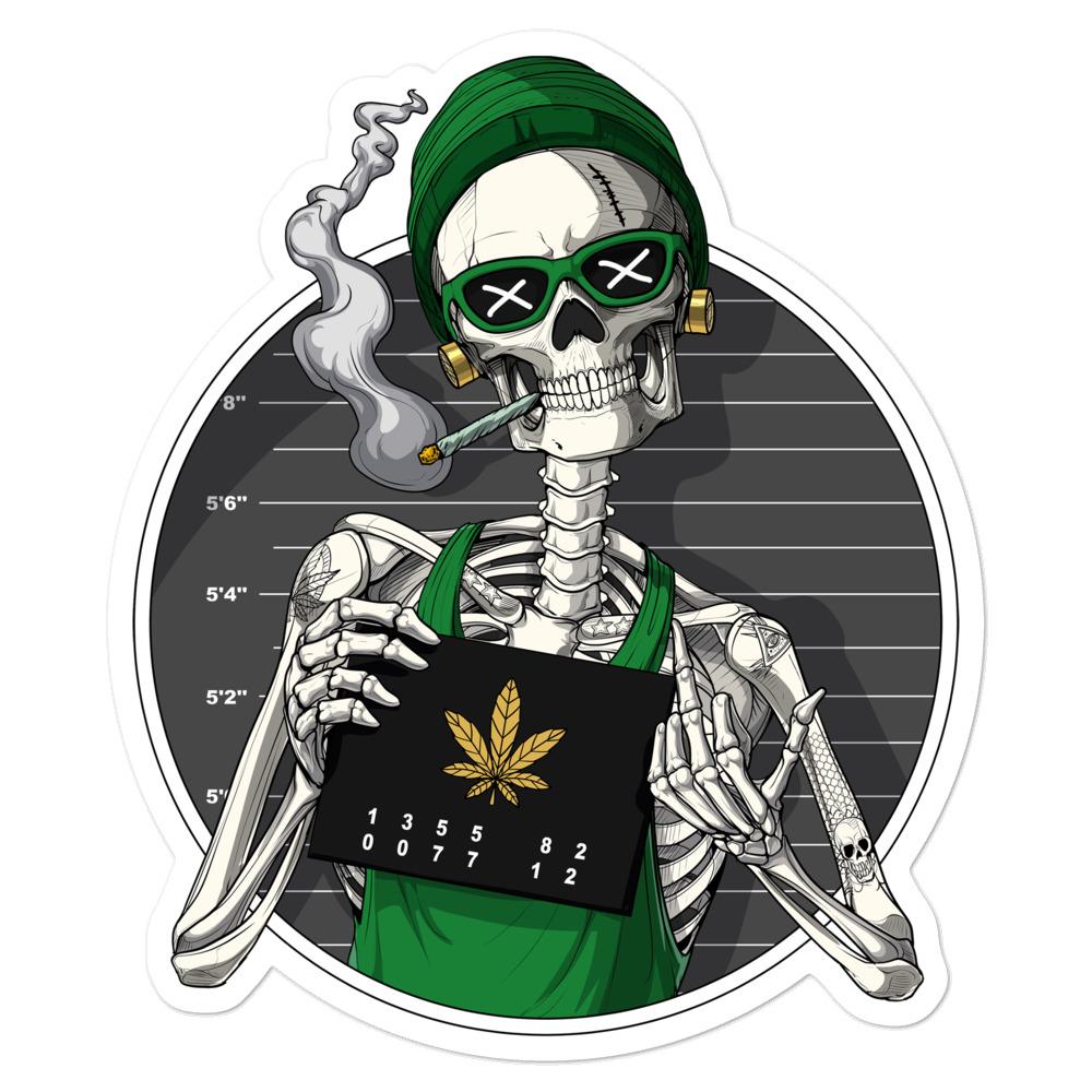 Skeleton Weed Sticker, Weed Stickers, Stoner Sticker, Stoner Gifts, Cannabis Sticker, Stoner Decals, Marijuana Decal - Psychonautica Store