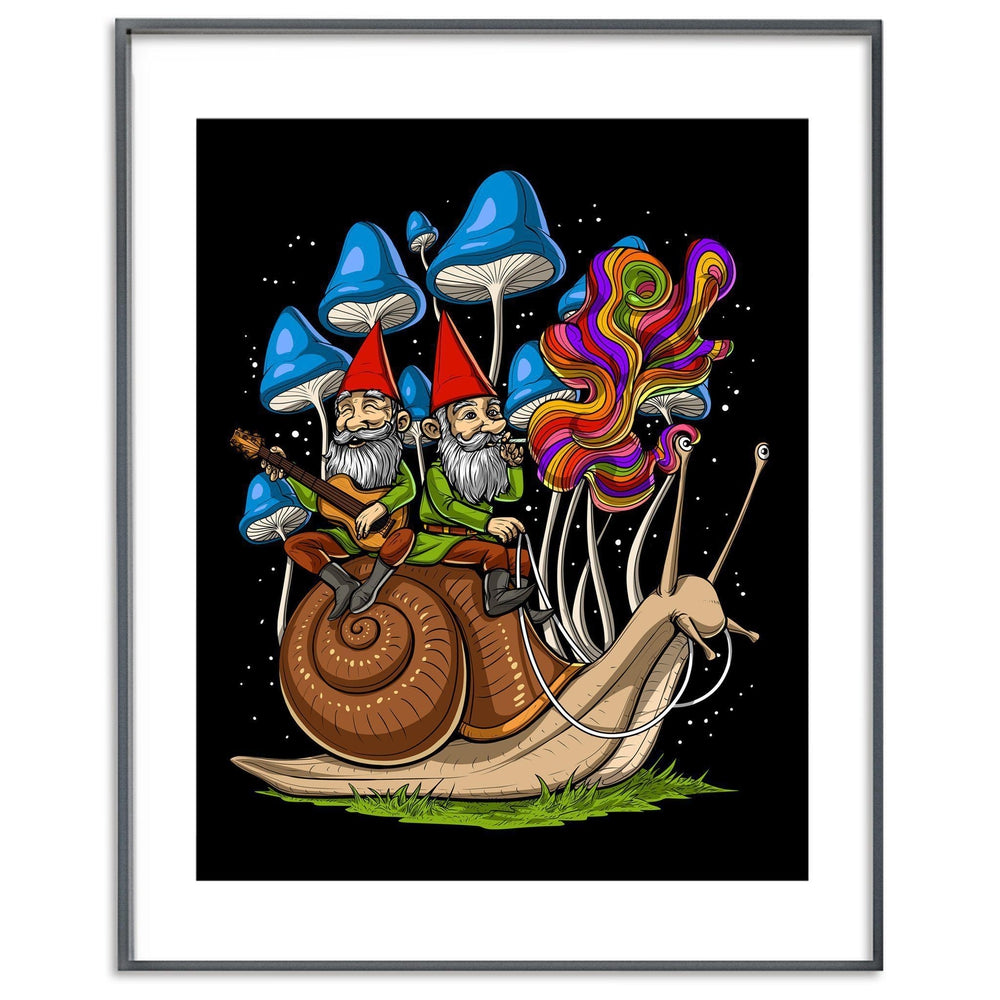 Magic Mushrooms Poster, Hippie Gnomes Art Print, Psychedelic Poster, Hippie Stoner Poster, Gnomes Smoking Weed, Psychedelic Gnomes Poster - Psychonautica Store