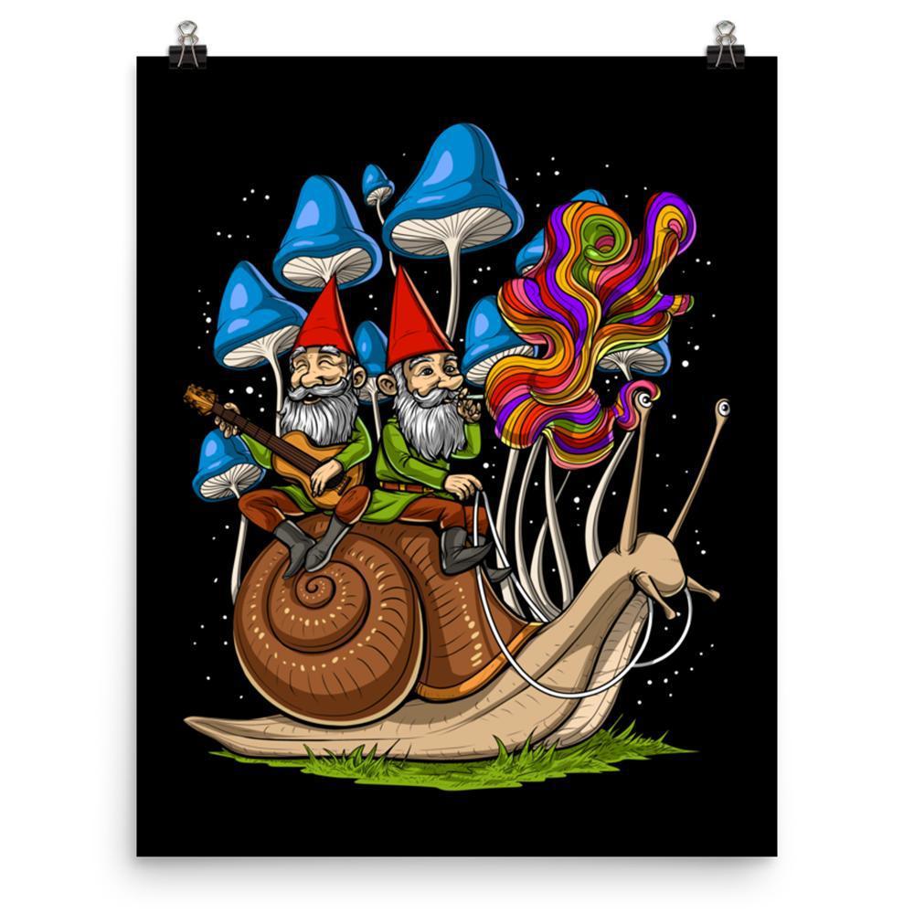 Magic Mushrooms Poster, Hippie Gnomes Art Print, Psychedelic Poster, Hippie Stoner Poster, Gnomes Smoking Weed, Psychedelic Gnomes Poster - Psychonautica Store