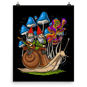 Magic Mushrooms Poster, Hippie Gnomes Art Print, Psychedelic Poster, Hippie Stoner Poster, Gnomes Smoking Weed, Psychedelic Gnomes Poster - Psychonautica Store