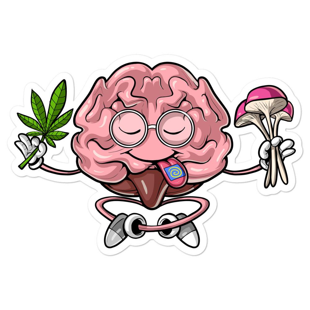 Trippy Brain Sticker, Psychedelic Brain Sticker, Hippie Stickers, Funny Stoner Sticker, Stoner Brain Sticker, LSD Sticker, Magic Mushrooms Sticker - Psychonautica Store