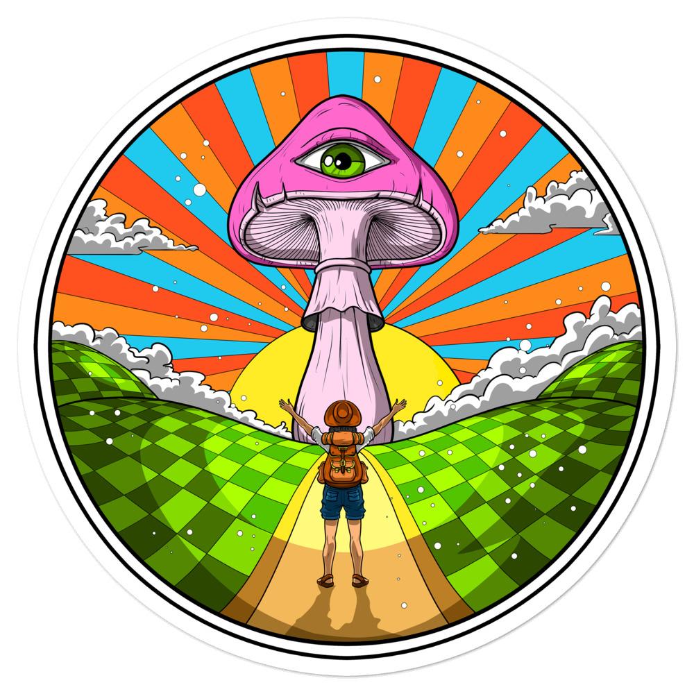 Magic Mushrooms Forest Psychedelic Fungi Sticker - Psychonautica