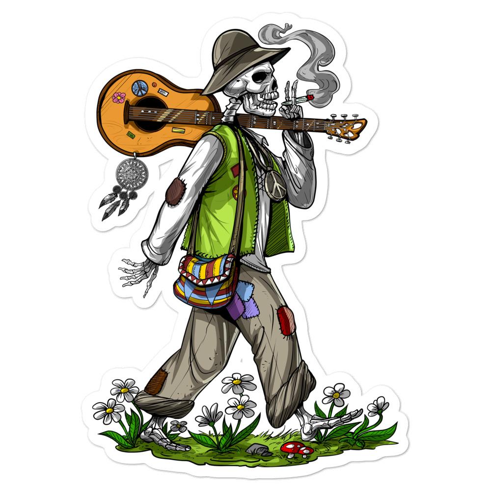 Hippie Skeleton Sticker, Psychedelic Skeleton Stickers, Hippie Skeleton Sticker, Funny Hippie Decals, Stoner Sticker, Hippie Decal - Psychonautica