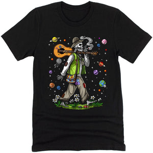 Psychedelic Skeleton Shirt, Hippie Skeleton Shirt, Skeleton Smoking Weed Shirt, Stoner Shirt, Hippie Clothing, Festival Clothing - Psychonautica Store