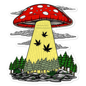 Weed Sticker, Alien Abduction Sticker, Cannabis Sticker, Marijuana Sticker, Stoner Sticker, Psychedelic Sticker - Psychonautica Store