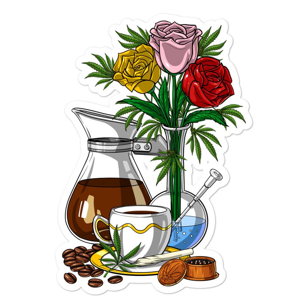 Hippie Sticker, Stoner Sticker, Weed And Coffee Sticker, Cannabis Stickers, Marijuana Stickers, Stoner Decals, Hippie Decal - Psychonautica Store